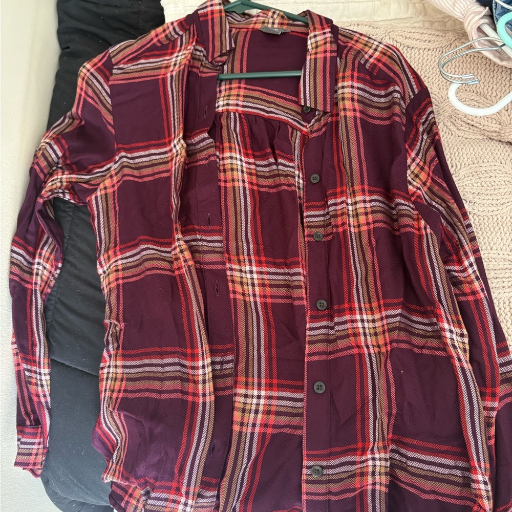 Eddie Bauer Burgundy Plaid Shirt
